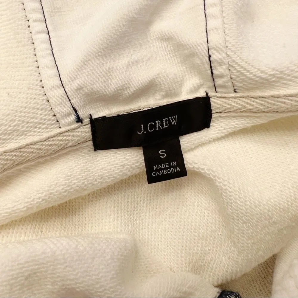J. Crew Lace-up hoodie in original cotton Terry Sz S Cream